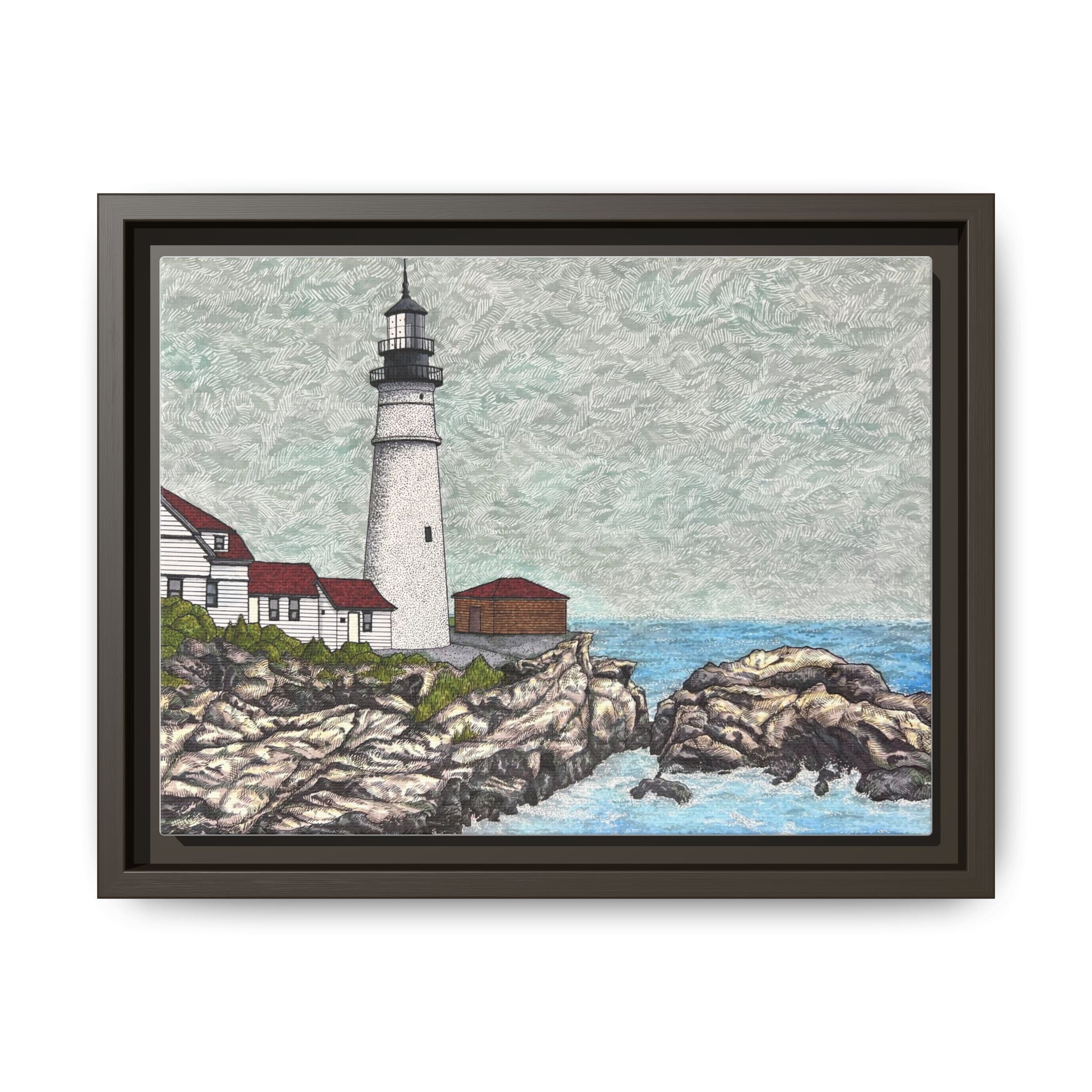 Portland Head Light -Framed Canvas Print