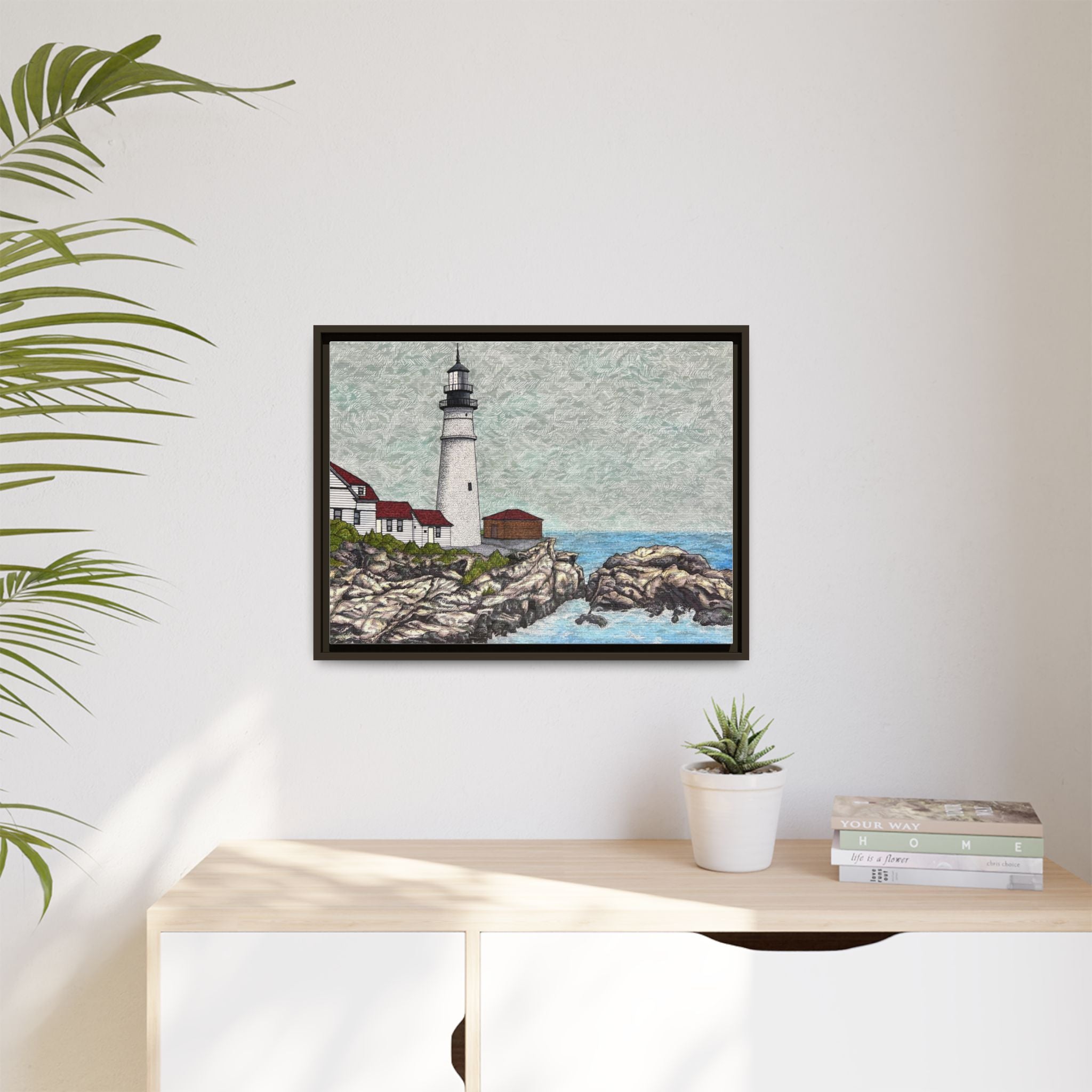 Portland Head Light -Framed Canvas Print