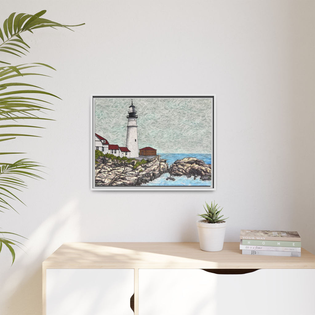 Portland Head Light -Framed Canvas Print