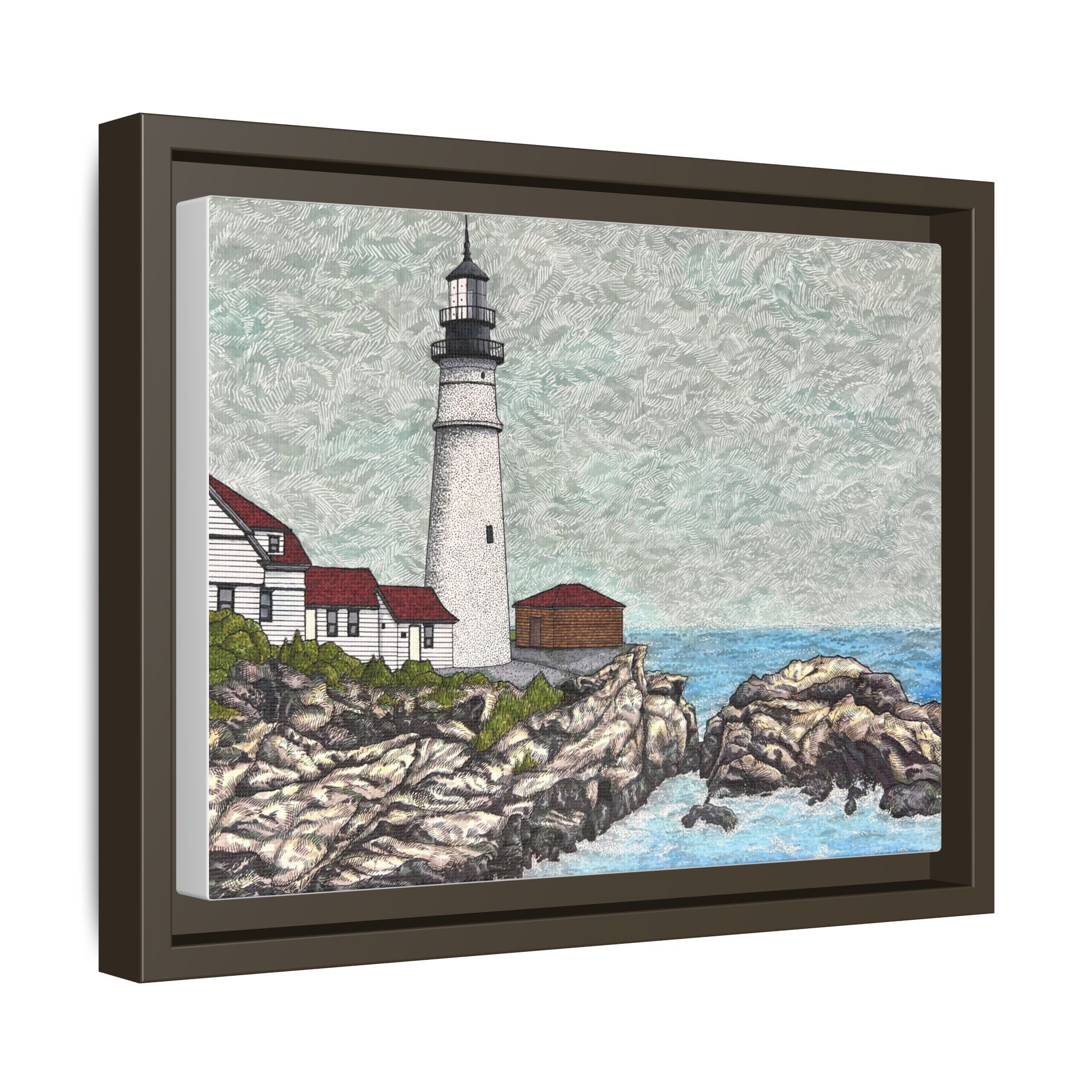 Portland Head Light -Framed Canvas Print