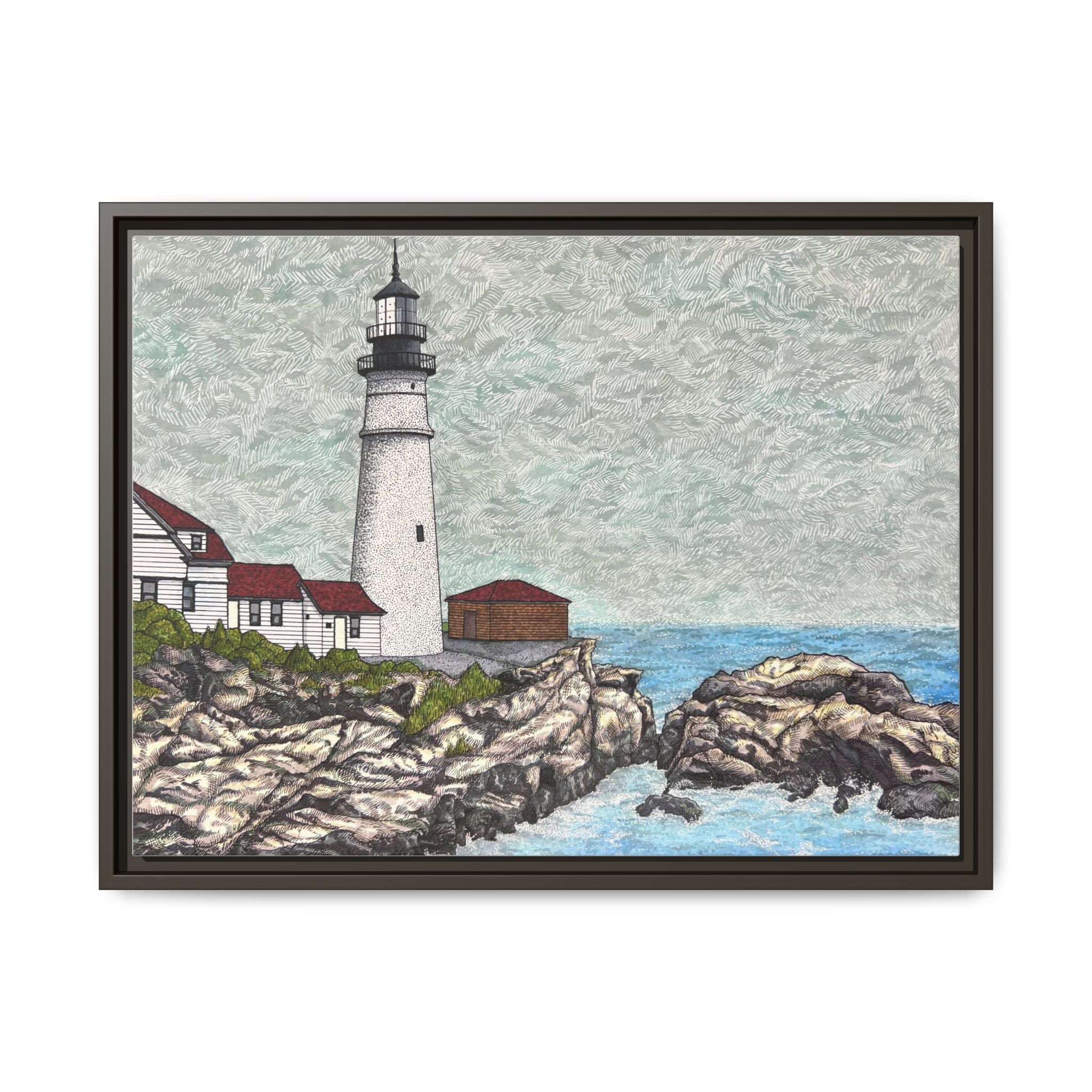 Portland Head Light -Framed Canvas Print