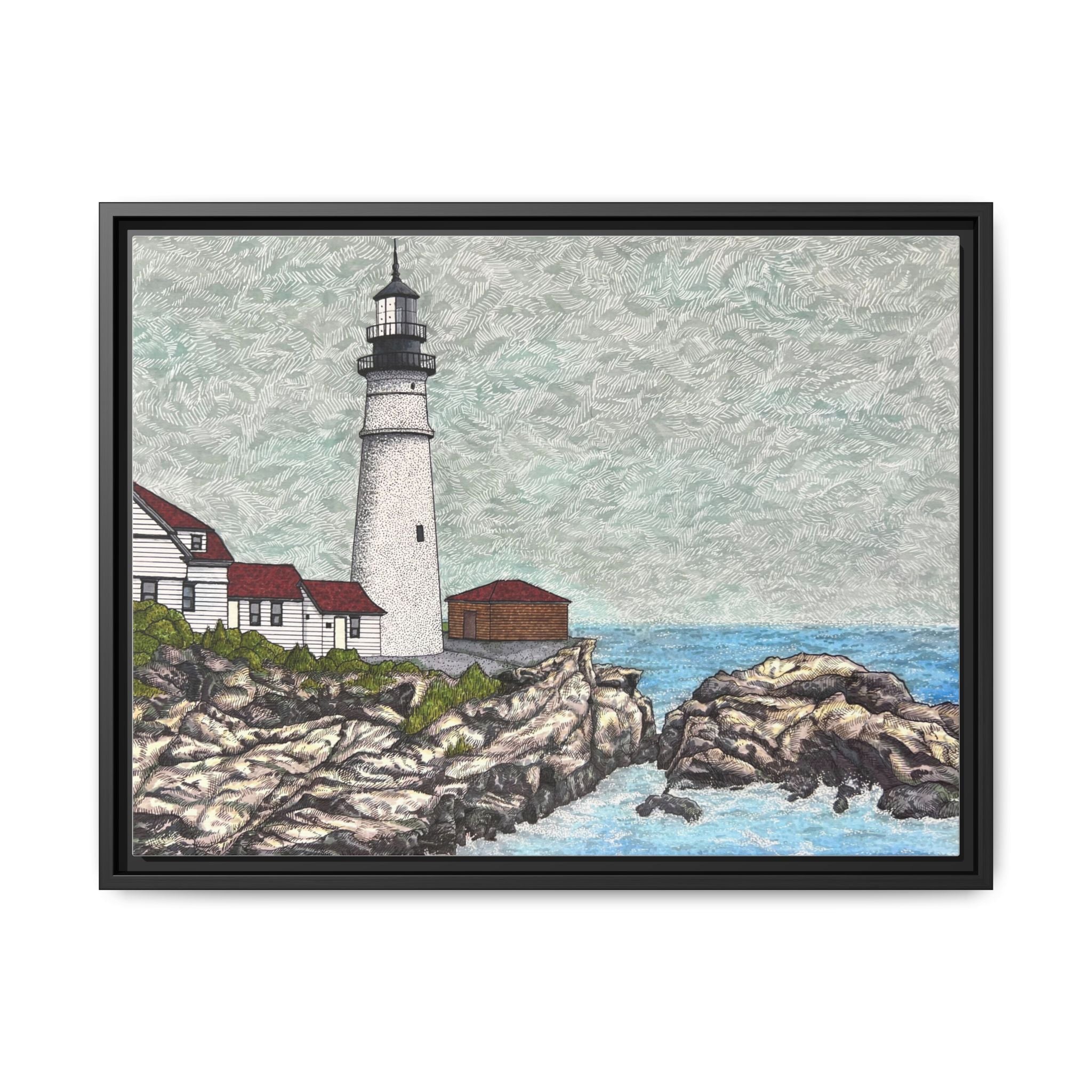 Portland Head Light -Framed Canvas Print