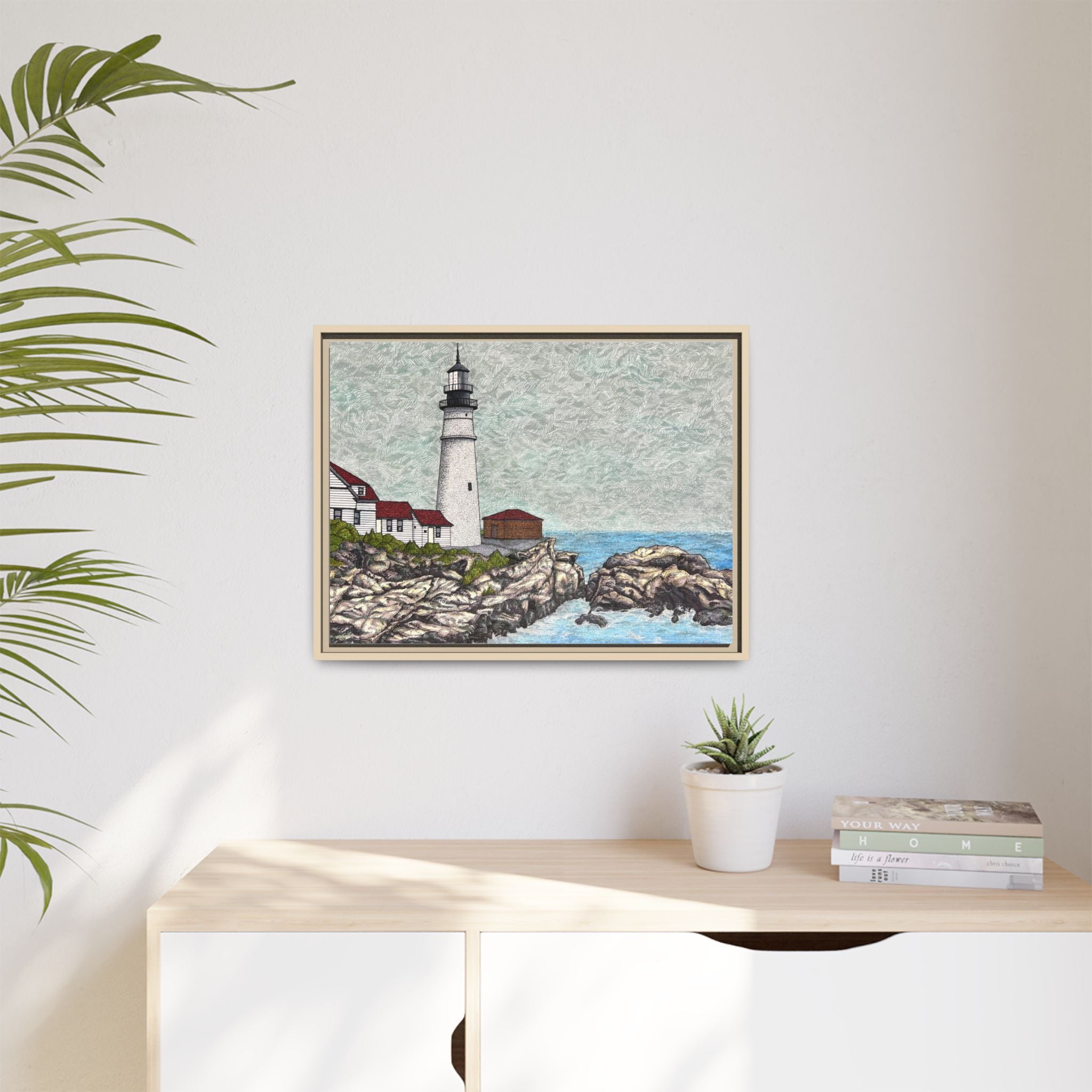 Portland Head Light -Framed Canvas Print