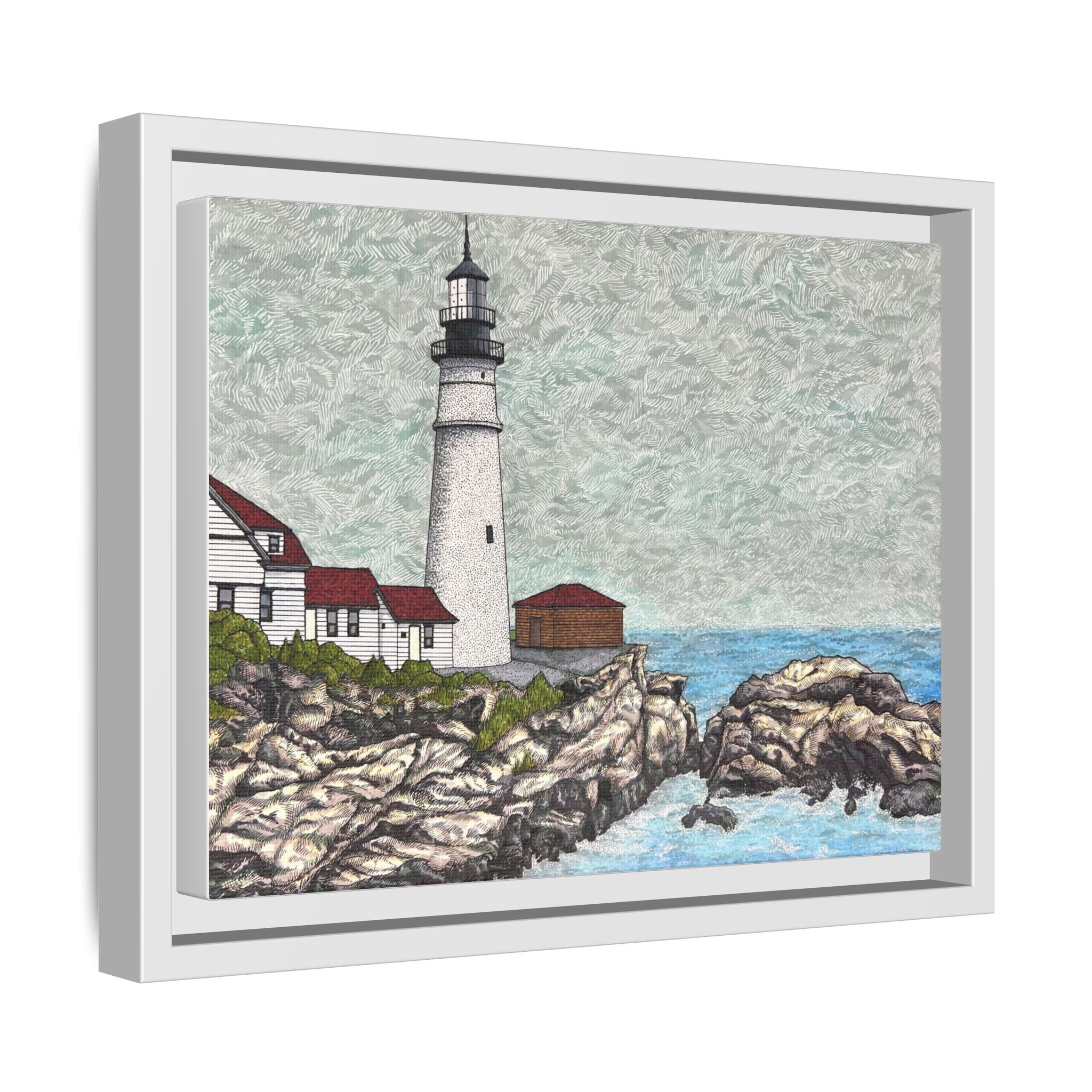 Portland Head Light -Framed Canvas Print