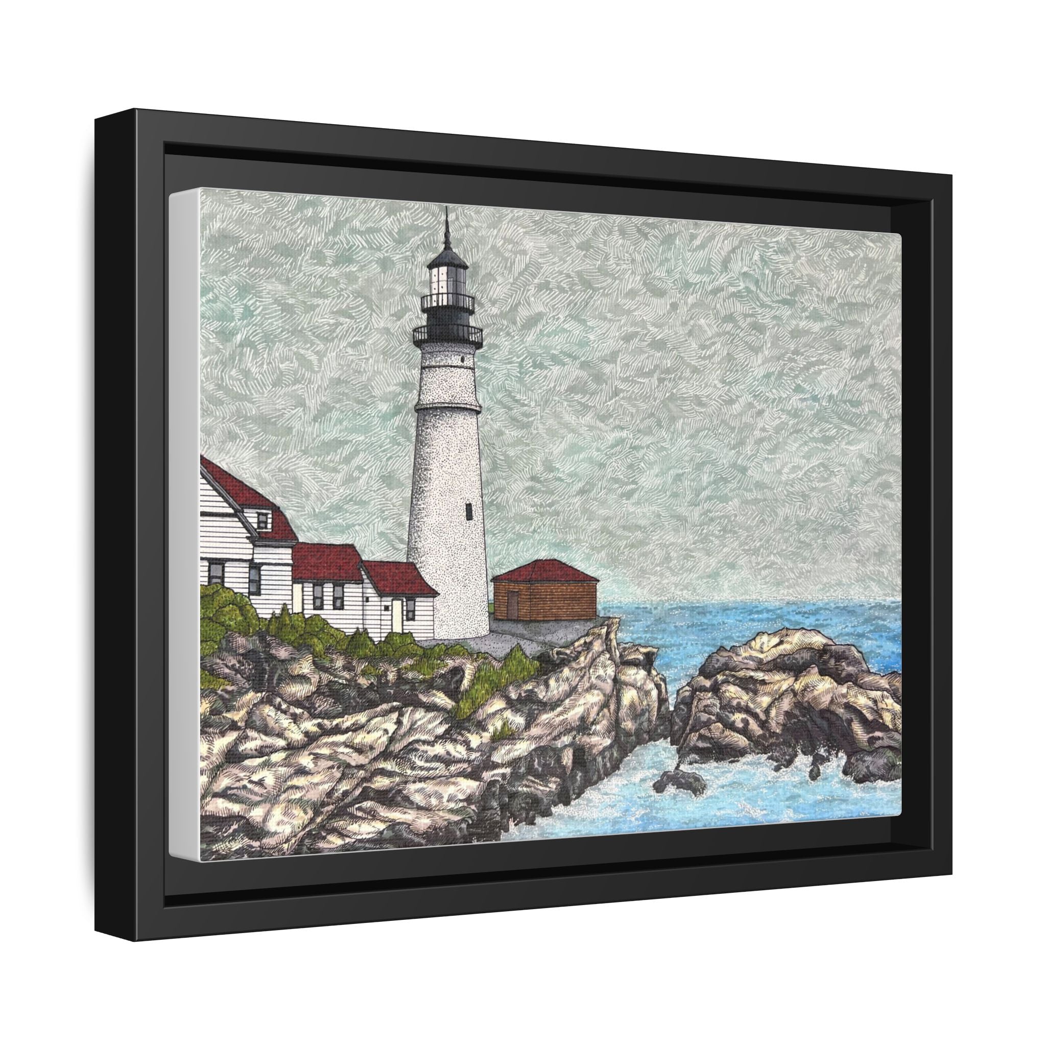 Portland Head Light -Framed Canvas Print