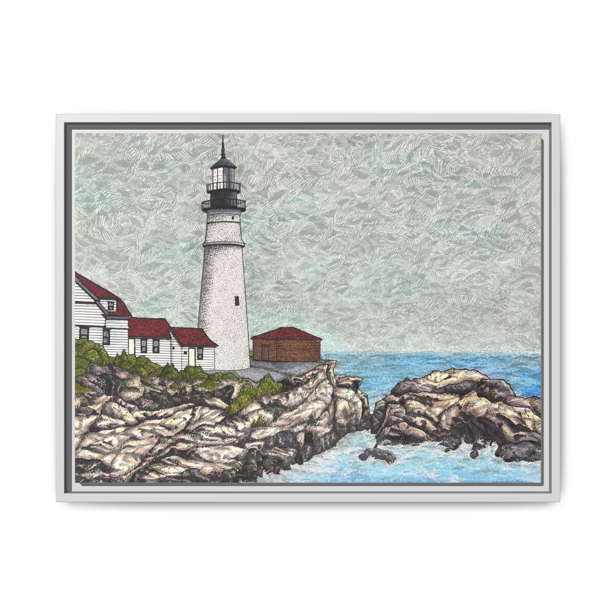 Portland Head Light -Framed Canvas Print