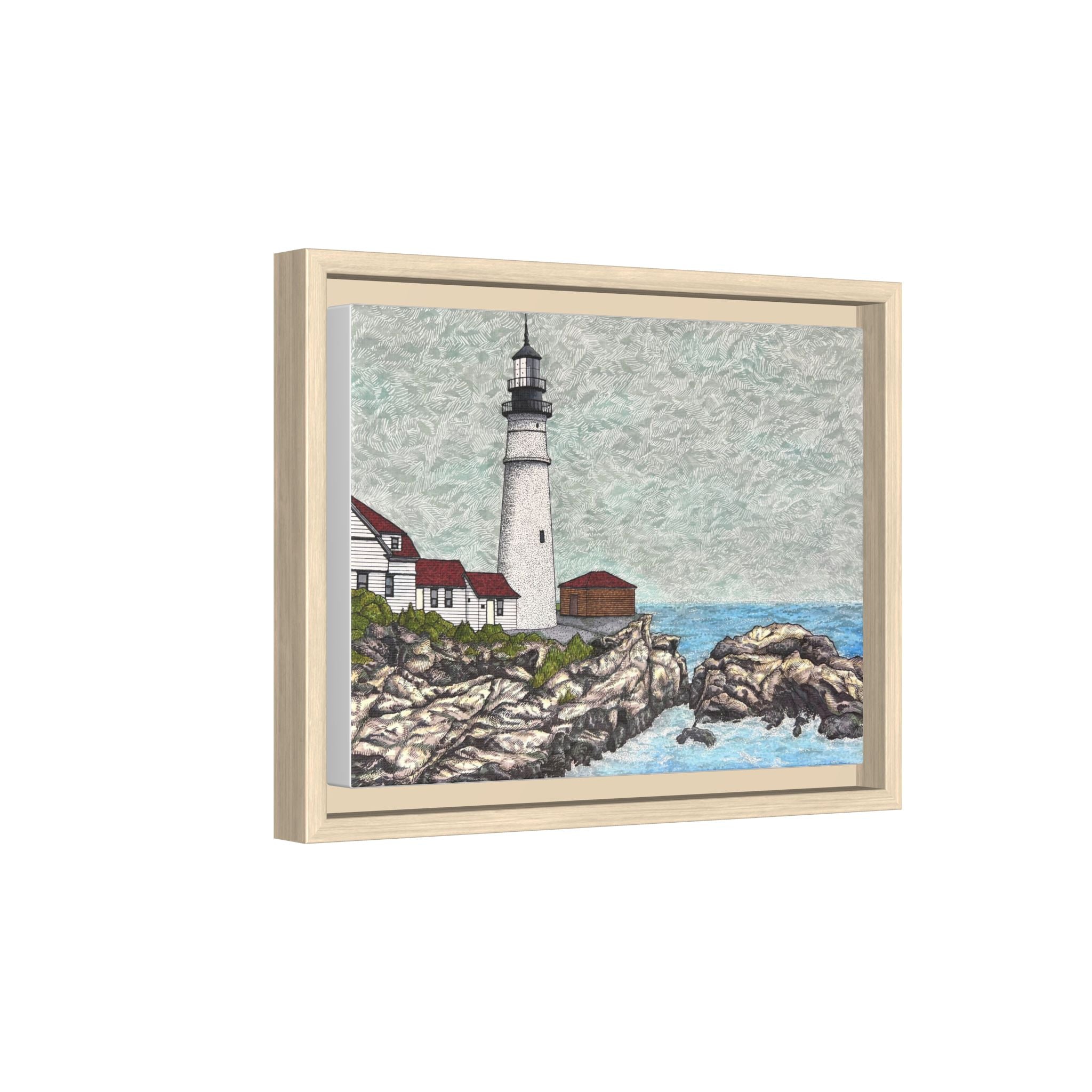 Portland Head Light -Framed Canvas Print