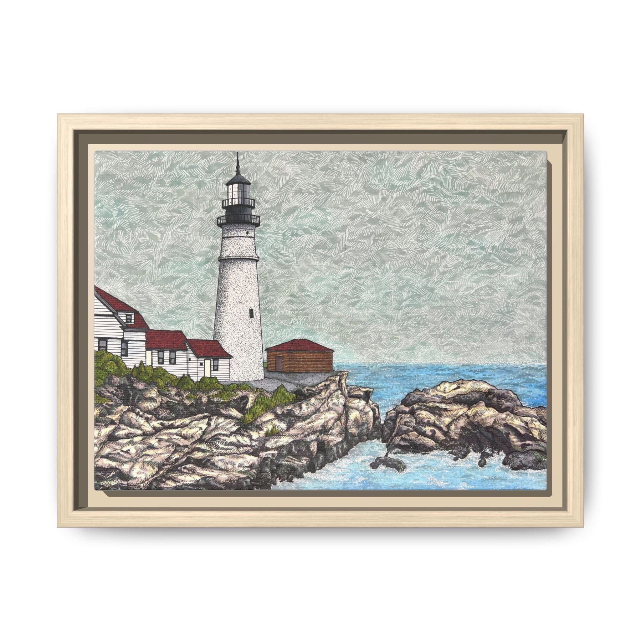 Portland Head Light -Framed Canvas Print
