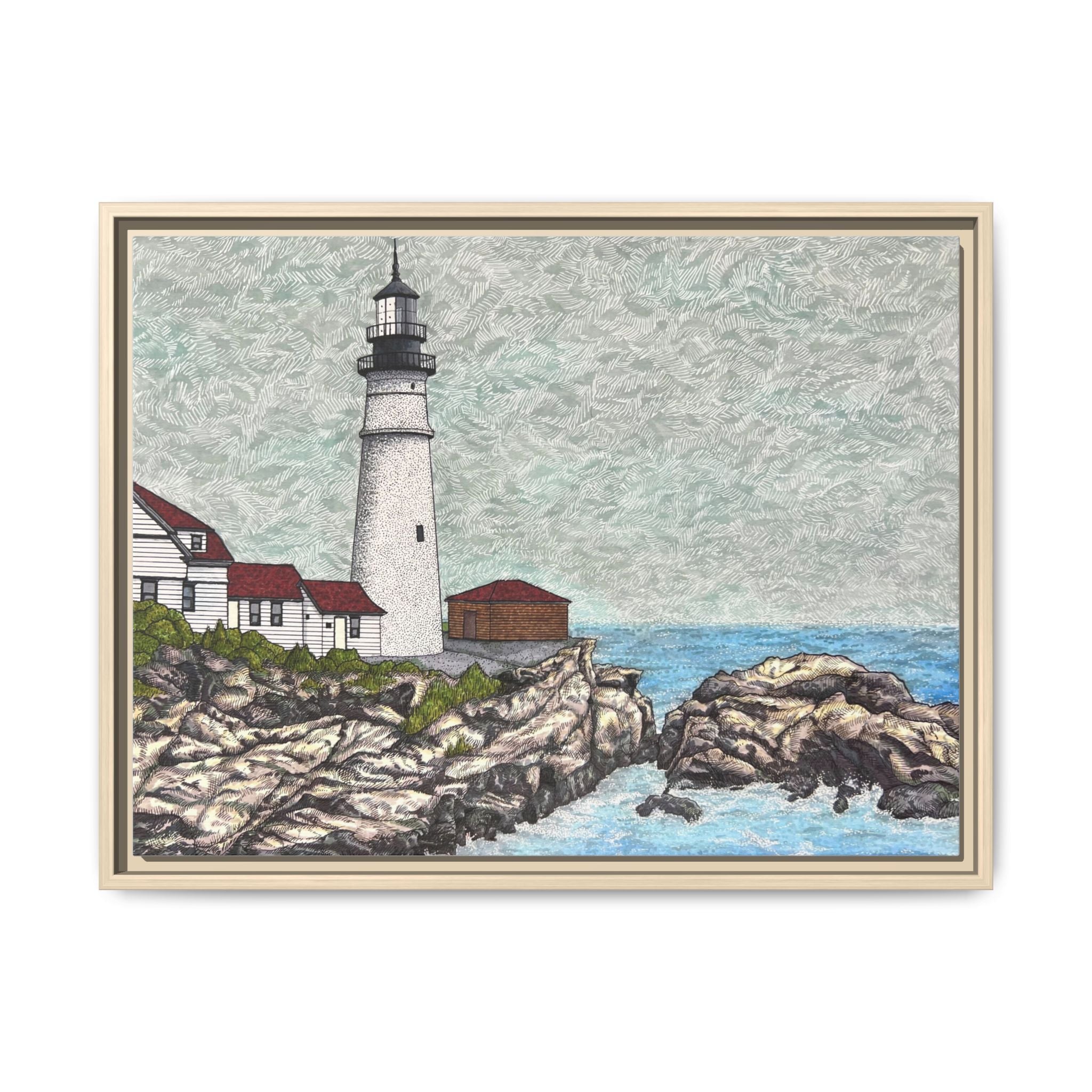 Portland Head Light -Framed Canvas Print