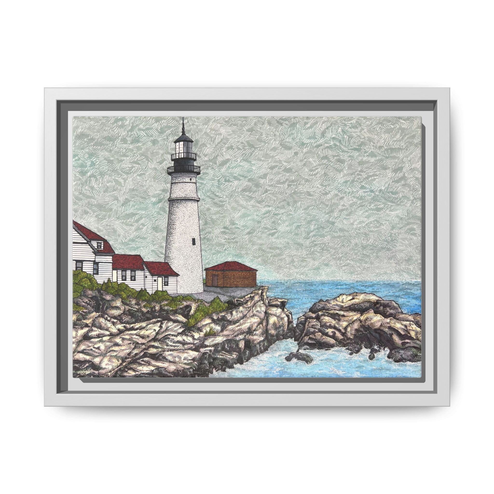 Portland Head Light -Framed Canvas Print